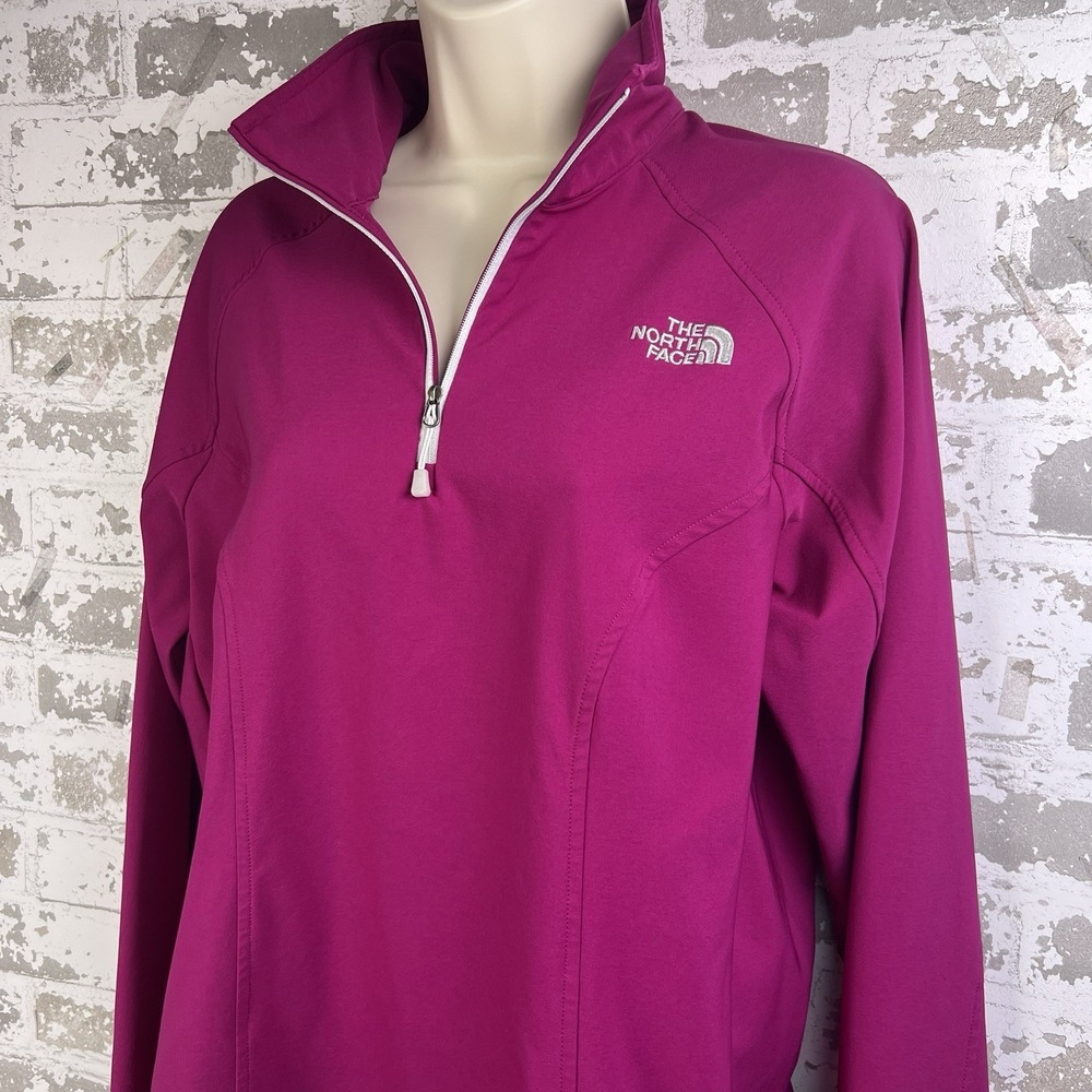 The North Face TNF Apex 1/4 Zip Pullover Jacket Women L Magenta Pink Softshell